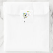 Vliegende schattige beren paardenbloem stroom vierkante sticker (Tas)