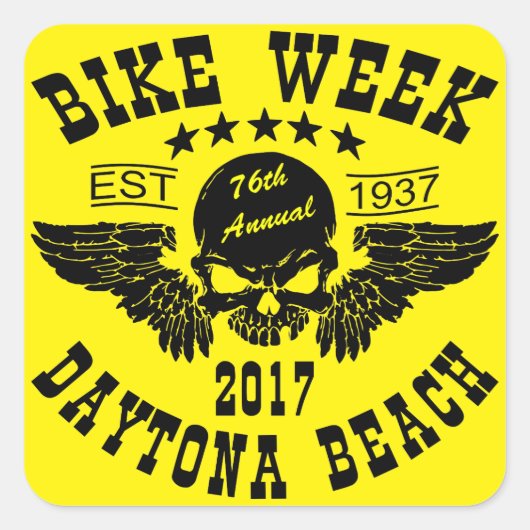 Vliegende schedel 76e Daytona Beach Week 2017 Vierkante Sticker (Voorkant)