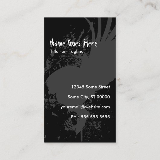 vliegende schedel visitekaartje (Achterkant)