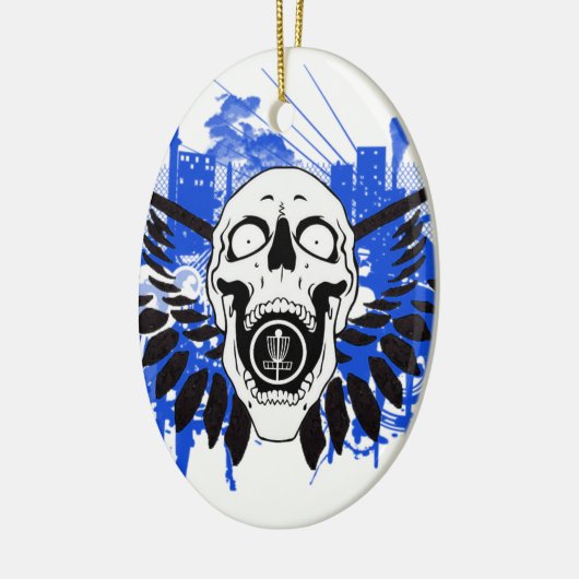 Vliegende schijf Golf schedel Keramisch Ornament (Links)