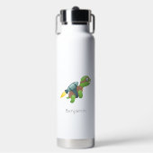 Vliegende Schildpad met een Jetpack Aangepaste Naa Waterfles (Voorkant)