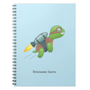 Vliegende Schildpad met een Jetpack Blue Notitieboek