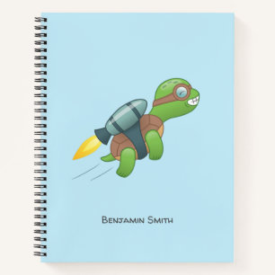 Vliegende Schildpad met een Jetpack Blue Notitieboek