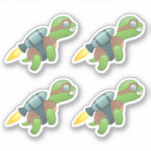 Vliegende Schildpad met een Jetpack Set van 4 Sticker (Voorkant)