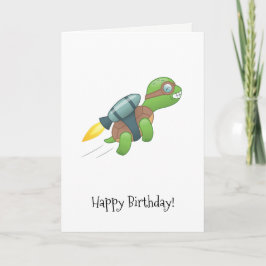 Vliegende Schildpad met een Jetpack Verjaardag Kaart