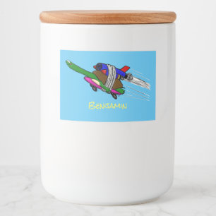 Vliegende schildpad voedselcontainer etiket