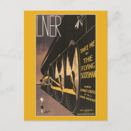 vliegende Schot art deco trein Briefkaart (Voorkant)