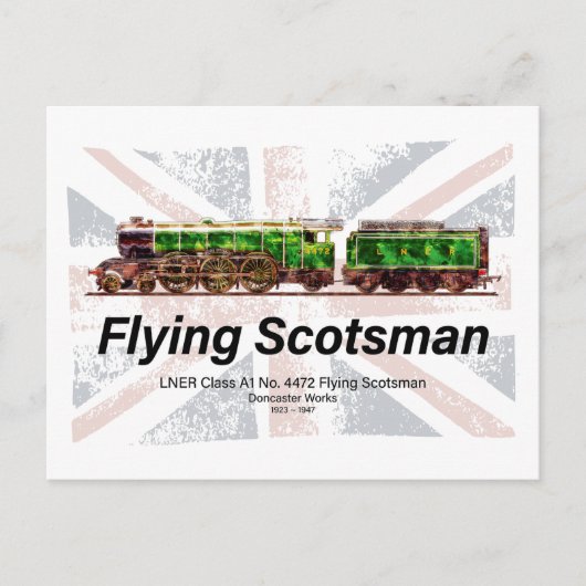 Vliegende Schot Stoomtrein Engels Locomotief Briefkaart (Voorkant)