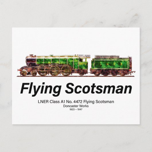 Vliegende Schot Stoomtrein Engels Locomotief Briefkaart (Voorkant)