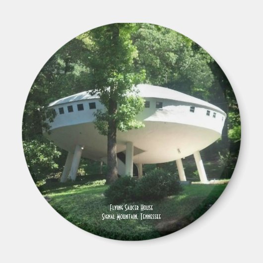 Vliegende schotel huis koelkast magneet (Voorkant)