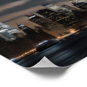 Vliegende schotel over stad poster (Hoek)