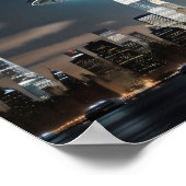 Vliegende schotel over stad poster (Hoek)