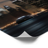 Vliegende schotel over stad poster (Hoek)