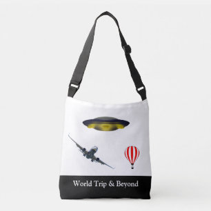 Vliegende schotel, vliegtuig & heteluchtballon crossbody tas