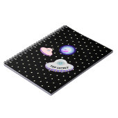 Vliegende schotels: blauwe aliens en witte sterren notitieboek (Linkerzijde)