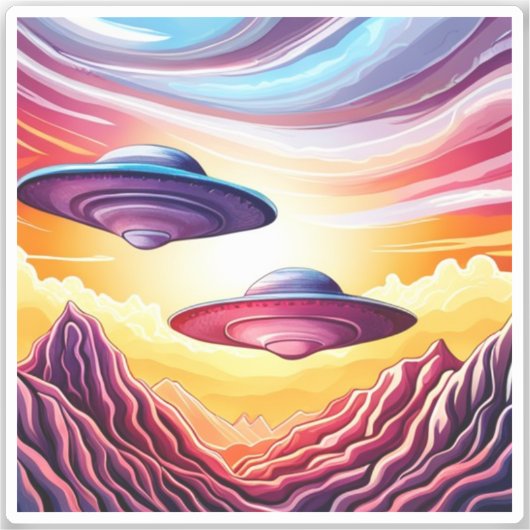 Vliegende schotels Vinyl Stickers (Voorkant)