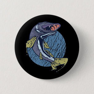 Vliegende Snoek, Grote Rivier Roofzuchtige Vis Van Ronde Button 5,7 Cm