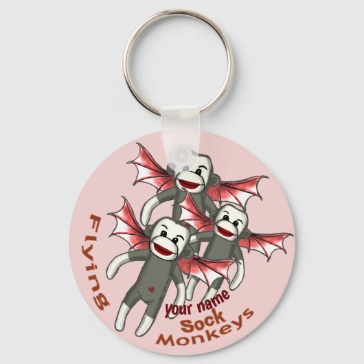 Vliegende Sock Monkey's Sleutelhanger (Voorkant)