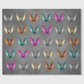 Vliegende Spooky Bats Verschillende kleuren Grunge Cadeaupapier (Vlak)