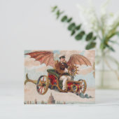 Vliegende Steampunk Auto Ansichtkaart Briefkaart (Staand voorkant)