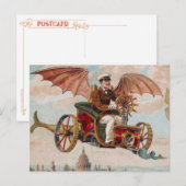 Vliegende Steampunk Auto Ansichtkaart Briefkaart (Voorkant / Achterkant)