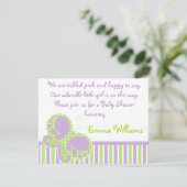 Vliegende Stippen Baby shower Uitnodiging Paars/Gr (Staand voorkant)