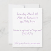 Vliegende Stippen Baby shower Uitnodiging Paars/Gr (Achterkant)