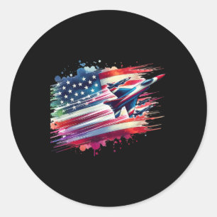Vliegende straaljagers Amerikaanse vlag USA Patrio Ronde Sticker