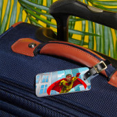 Vliegende superheld Comic Style Red en Yellow Hero Bagagelabel