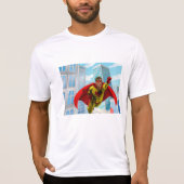 Vliegende superheld Comic Style Red en Yellow Hero T-shirt (Voorkant)