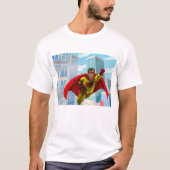 Vliegende superheld Comic Style Red en Yellow Hero T-shirt (Voorkant)