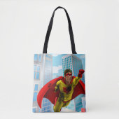 Vliegende superheld Comic Style Red en Yellow Hero Tote Bag (Voorkant)