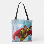 Vliegende superheld Comic Style Red en Yellow Hero Tote Bag (Achterkant)