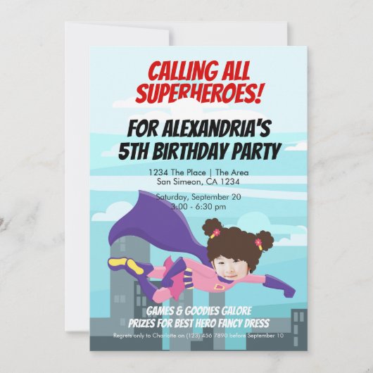 Vliegende Superheld Strips Verjaardagsfeestje (Mei Kaart (Voorkant)