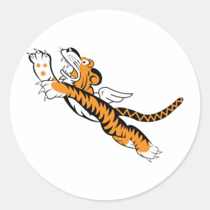 Vliegende tigers ronde sticker