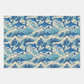 Vliegende tonijn in golven - Ahi patroon Inpakpapier Vel (Voorkant 2)