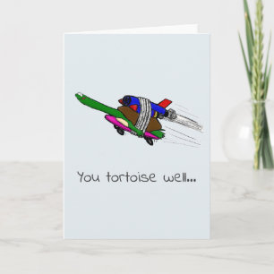 vliegende tortoise grappige kaart. bedankkaart