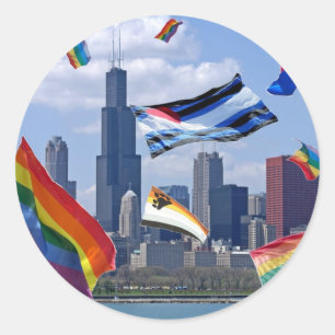 Vliegende trots boven Chicago Ronde Sticker