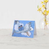 Vliegende tweeling die op een ooievaar rijdt: Susa Kaart (Gele Bloem)