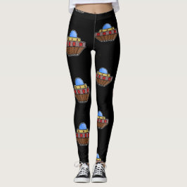 Vliegende ufo in de ruimte zwart leggings