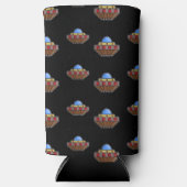 Vliegende ufo in de ruimte zwart seltzer blikjeskoeler (Voorkant)