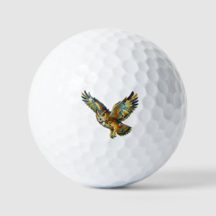 Vliegende Uil Abstract Kleurrijke Penseelstreek Ku Golfballen