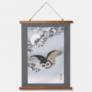 Vliegende uil en volle maan, Koson, Ukiyo-e Hangend Wandkleed