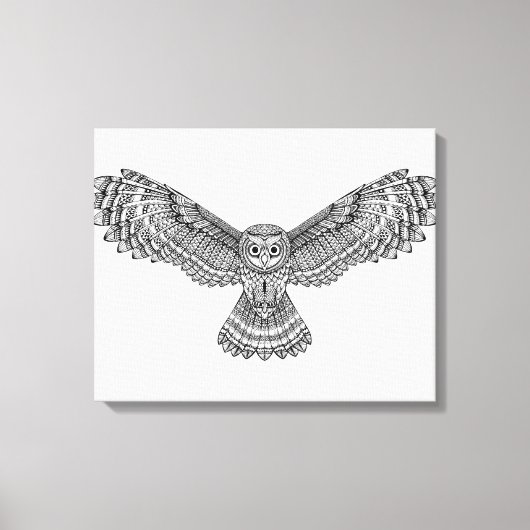 Vliegende Uil Zendoodle 6 Canvas Afdruk (Voorkant)