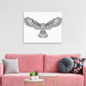 Vliegende Uil Zendoodle 6 Canvas Afdruk (Insitu (Woonkamer))