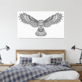 Vliegende Uil Zendoodle 6 Canvas Afdruk (Insitu (Slaapkamer))