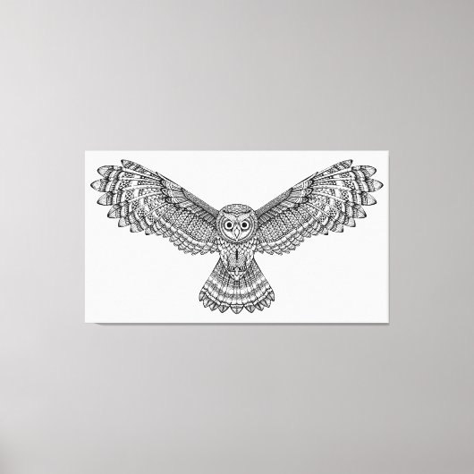Vliegende Uil Zendoodle 6 Canvas Afdruk (Voorkant)