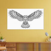 Vliegende Uil Zendoodle 6 Canvas Afdruk (Insitu (Woonkamer))