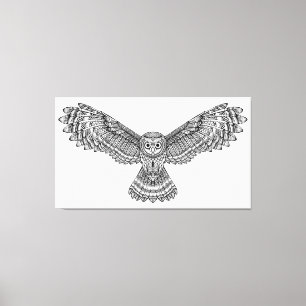 Vliegende Uil Zendoodle 6 Canvas Afdruk