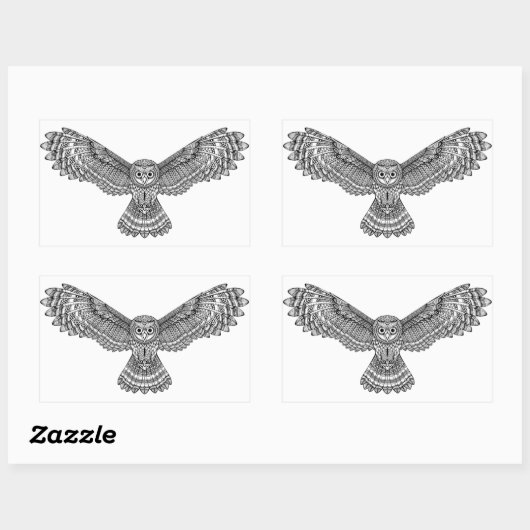 Vliegende Uil Zendoodle Rechthoekige Sticker (Vel)